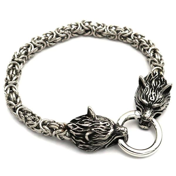 Wolf head viking rostfritt stål armband Silver one size