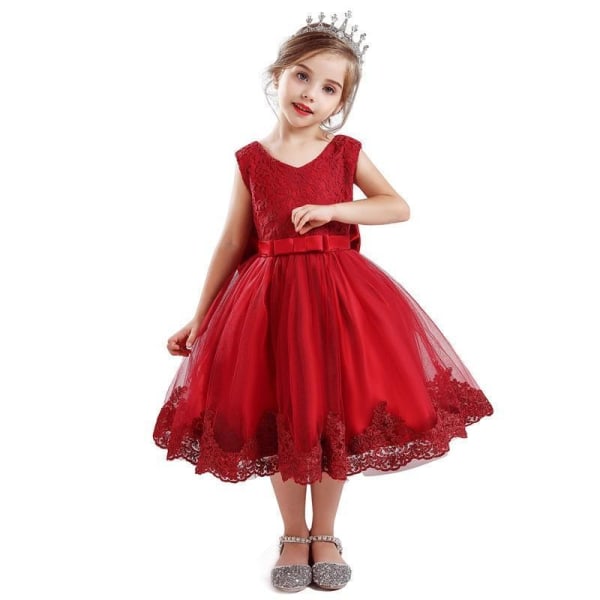 Prinsess fest klänningar med fluga och pannband 110 cm one size