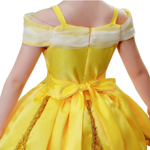 Princess Belle klänning Skönheten & odjuret  + 8 extra tillbehör 120 cm one size