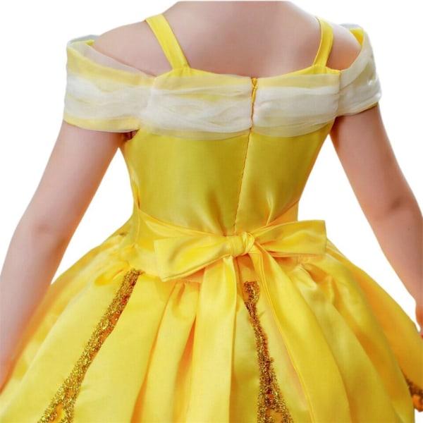 Prinsesse Belle kjole Skønheden og udyret  + 8 ekstra tilbehør 120 cm one size