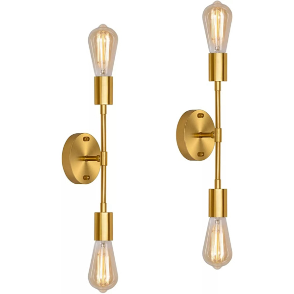 2 st badrumsvägglampa metall badrum fåfänga vägglampa för E26 lamphuvud omklädningsrum vardagsrum restaurang guld