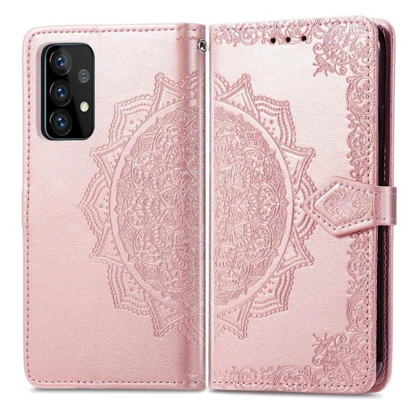 Samsung Galaxy A52 / A52s - Mandala Läder Fodral - Roséguld Roséguld Roséguld