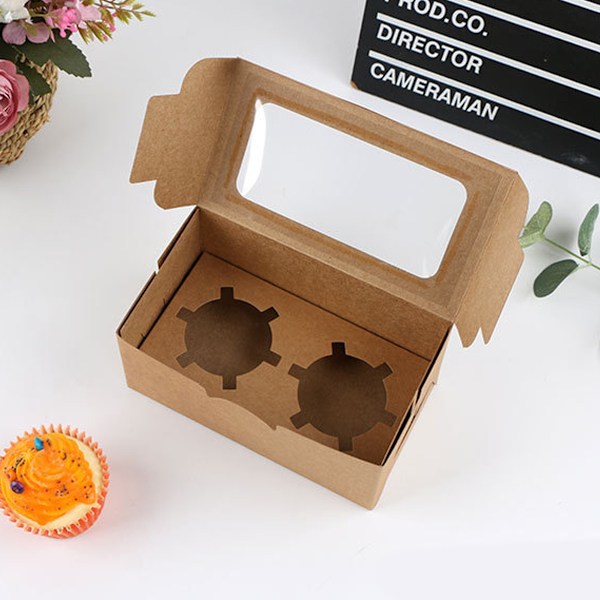 2 st Muffinlådor - Muffinbehållare med Fönster, Livsmedelsgodkänd Muffinshållare för Enkel Transport och Presentation Style 1