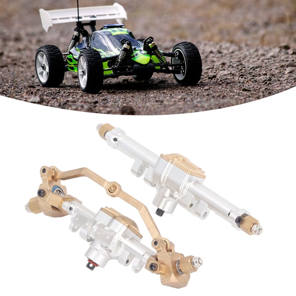 RC Främre Bakre Axelset Aluminiumlegering och Mässing Lättvikt Hög Precision RC Bilaxlar Ersättning för Traxxas TRX4M 1/18 RC Bil Silver