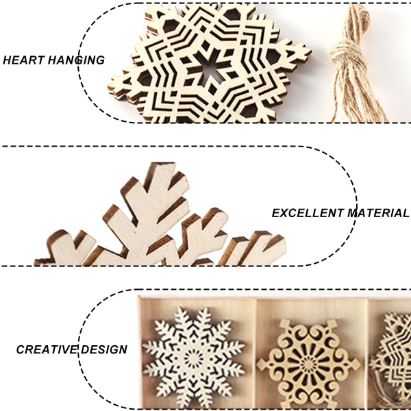 1 box wooden crafts Christmas snowflake pendant creative hollow