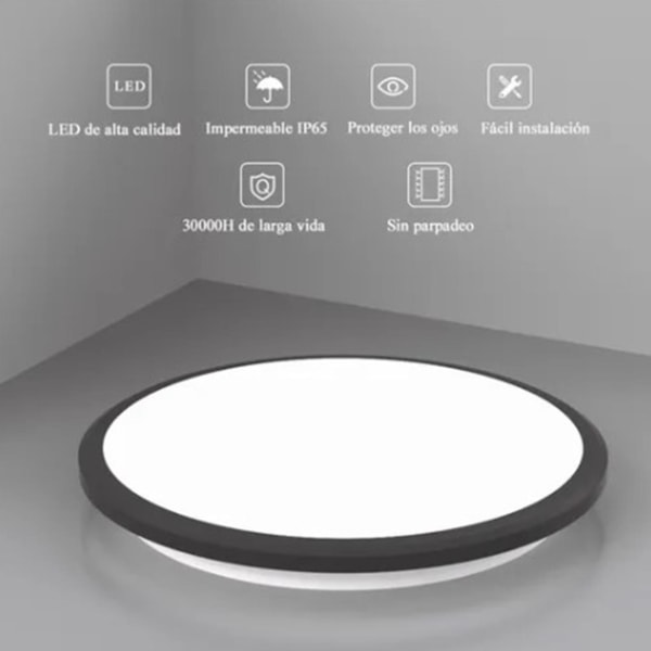 LED-taklampa 300 mm diameter runt vitt ljus