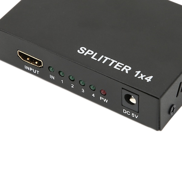 HD Multimedia Interface Splitter 1 in 4 Ut 1080P Spegelskärm Videodelningsadapter för Hemma Bio 100-240VEU-kontakt