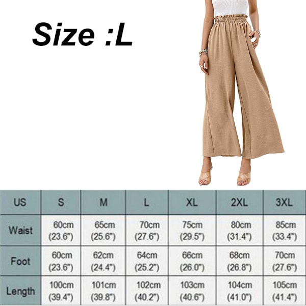 Dam Casual Wide Leg Byxor Hög Midja Lounge Byxor-khaki