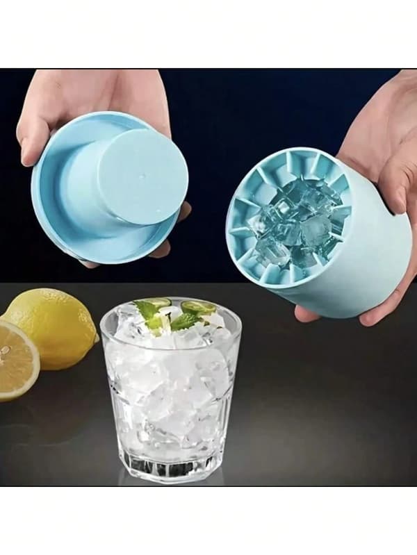 3 st blå bärbar isbitsform i silikon, 4D-cylinder ismaskin, lättanvänd isbitsform i silikon med flera fack