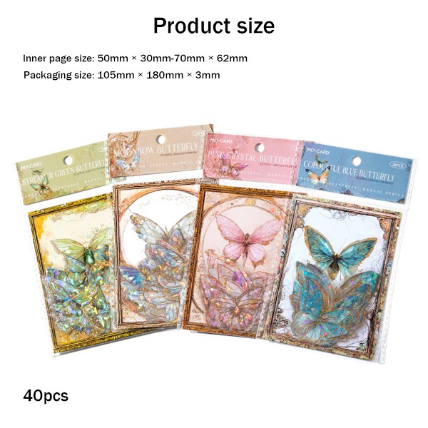 Iridescent Butterfly Stickers Set 80pcs Waterproof Vinyl Decals