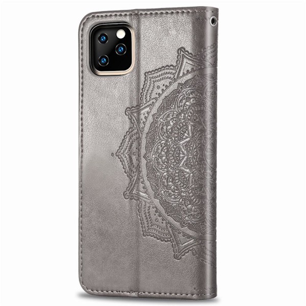 iPhone 11 Pro Max - Mandala Läder Fodral - Grå Grey Grå