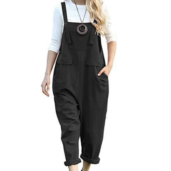 Damer casual lång lös haklapp jumpsuit löst jumpsuit bälte