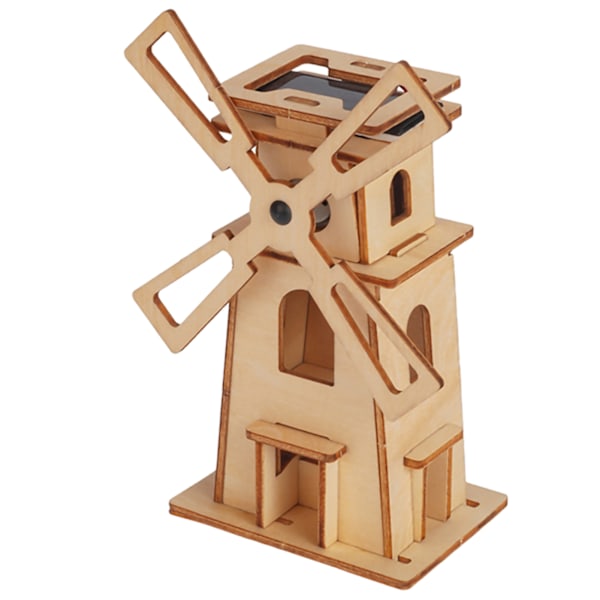 3D Trä Solcellsdriven Pussel Leksak DIY Träpussel Modell Byggsats för Barn