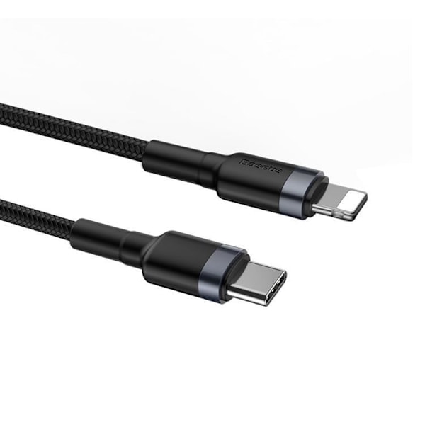 Baseus Flätad USB-C till Lightning kabel 18W 1m - Svart/Grå