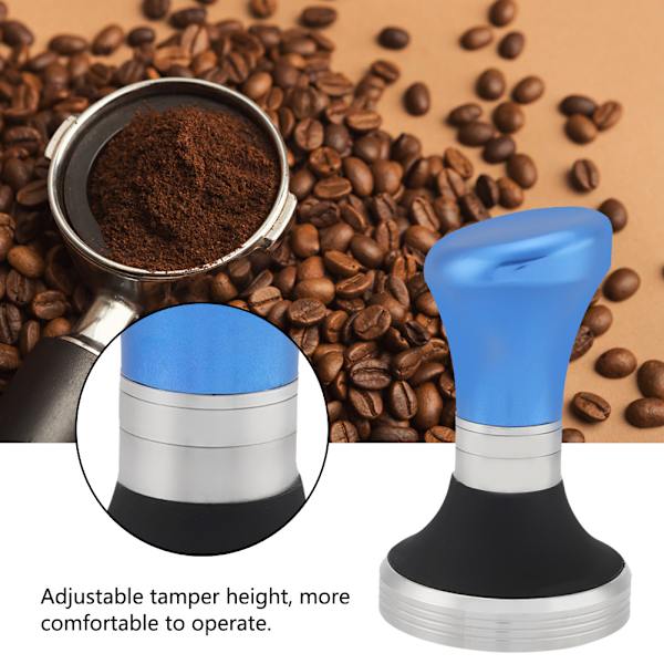 Justerbar kaffepress i rostfritt stål med platt bas för espresso