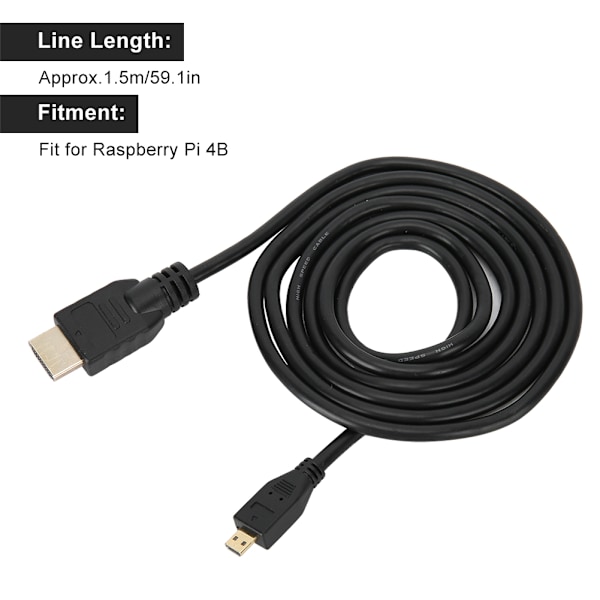 4st Micro HDMI till HDMI-kabel 1,5 meter HD-videoledning Passar Raspberry Pi 4B
