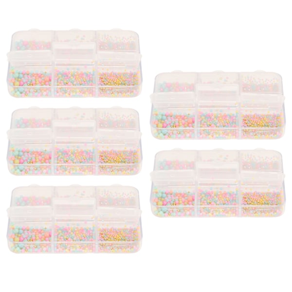 5 Ask Nageldekorationspärlor Glitter Attraktiv Bärbar Plastmaterial Flera Storlekar Mini DIY Manikyrkonstpärlor för Dekoration