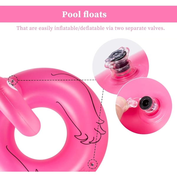 Flamingo Badring med Dryckeshållare och Reparationskit, Stor Uppblåsbar Flamingo Boj för Barn och Vuxna i Poolen för Poolparty