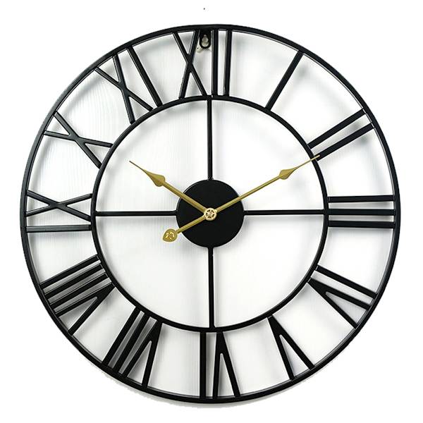 Väggklocka, Metall Retro Romerska Siffror Klocka, 40CM Modern Rund