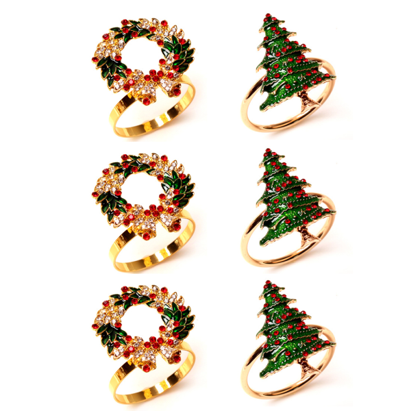 Christmas Tree Napkin Rings, Cute Mini Napkin Ring for Table