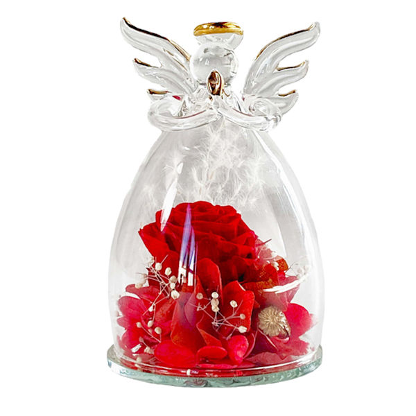 Angel immortal flower, rose glass cover, Christmas Valentine's