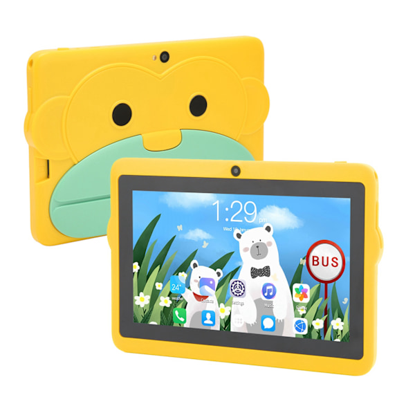 Barnplatta 7 tum 2GB 32GB 8-kärnig CPU för Android 10 Dubbla kameror En enda högtalare Platta med stativ 100‑240V