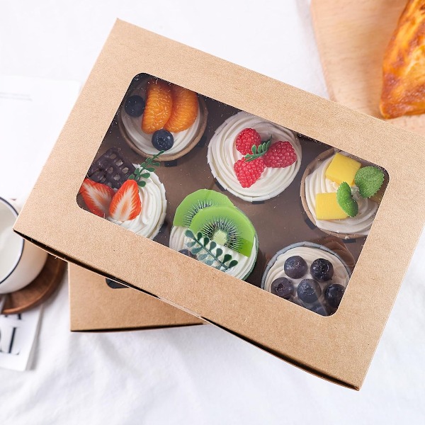 2 st Muffinlådor - Muffinbehållare med Fönster, Livsmedelsgodkänd Muffinshållare för Enkel Transport och Presentation Style 3