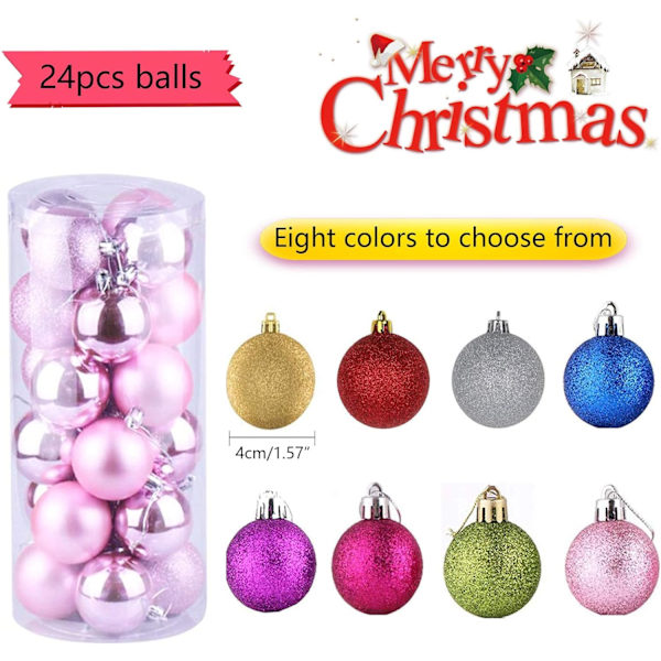 Weihnachtskugeln,24 Stück Rosa Weihnachtsdeko,matt,glänzend,