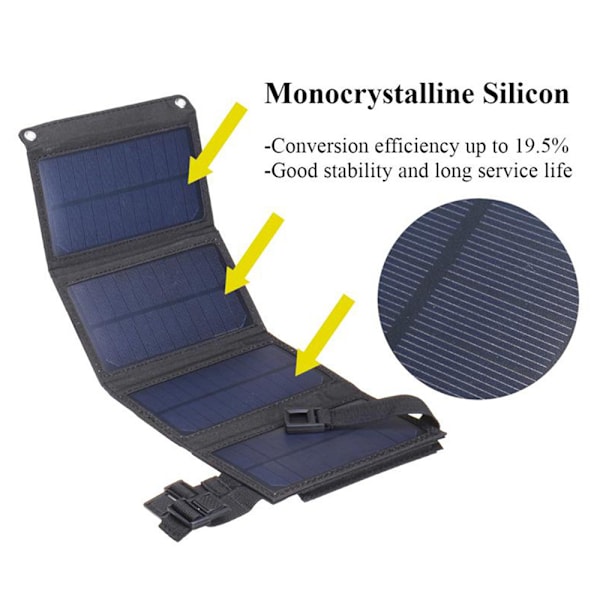 Bärbar solpanel - Fällbar solväska Monokristallin