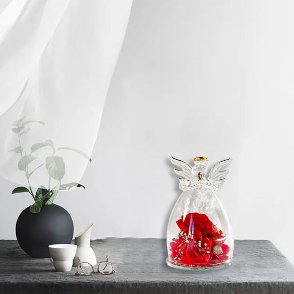 Angel immortal flower, rose glass cover, Christmas Valentine's
