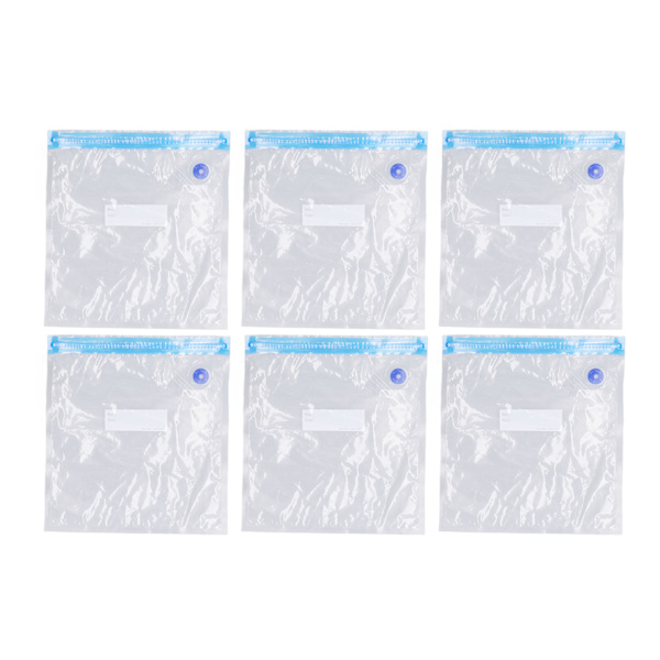 6 st Vakuumförvarings Påsar Platsbesparande Bra Tätning Transparent Återanvändbara Vakuumförseglade Påsar för Mat Kläder 22x21cm/8.7x8.3in