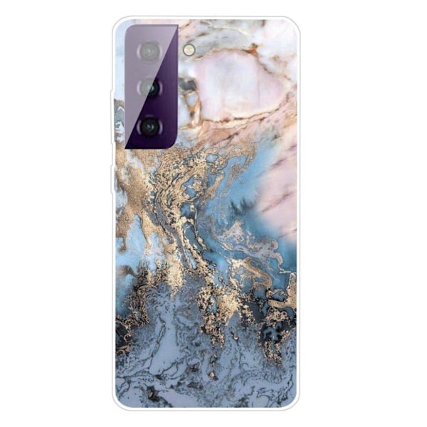Marmormotiv Samsung Galaxy S21 skal - Blåaktig Guldmarmor Blå