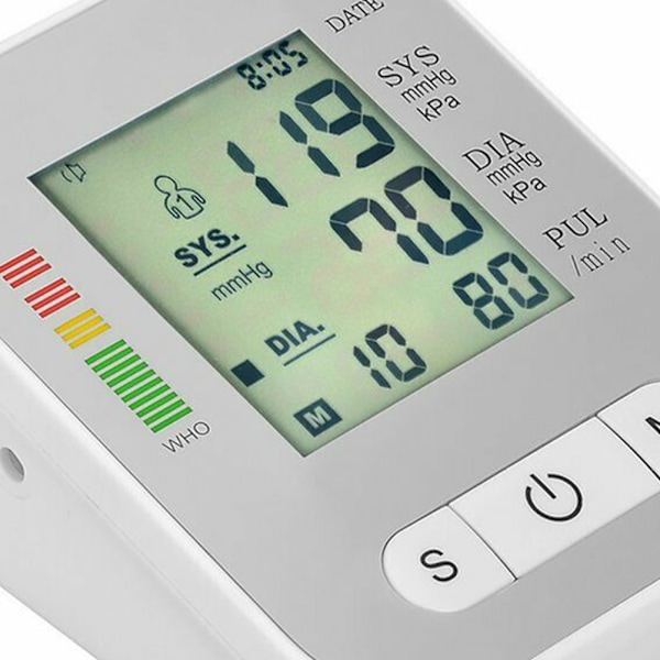 Blodtrycksmätare med stor LCD-skärm med bakgrundsbelysning, snabbt tömningsläge för omedelbara resultat