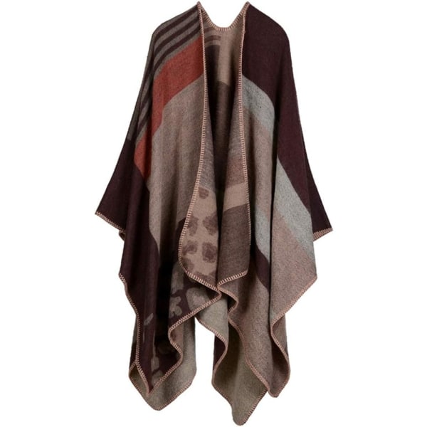 Kvinnors Färgblock Sjal Wrap Plus Size Cardigan Poncho Cape