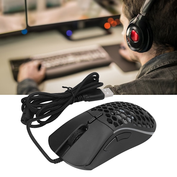 Trådbunden Mus RGB 7-Knapps USB-Port Hollow Ergonomisk Gaming Kontor Dator Tillbehör