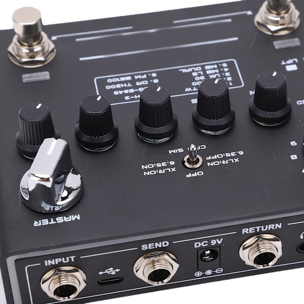 Digital Preamp Effekt Gitarr Stompbox Dubbel Kanal 18 Toner Ljudtillbehör DC 9V 320mA