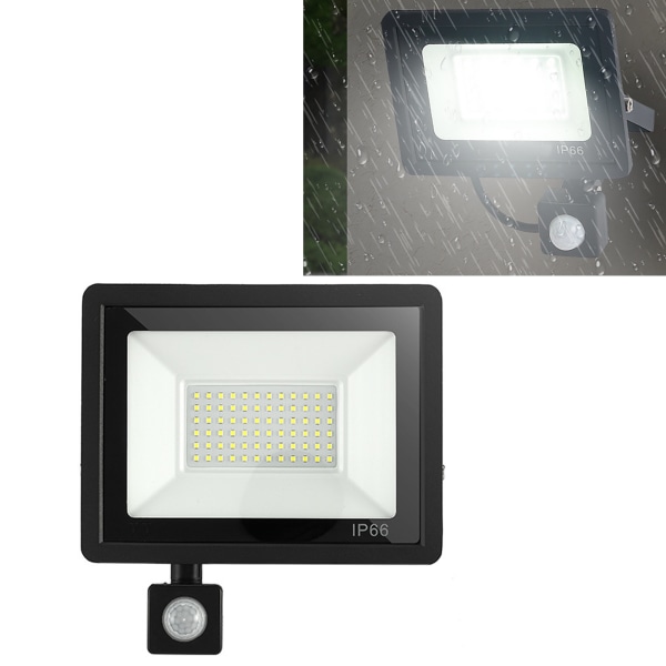 Human Sensor LED-strålkastare 50W IP66 Vattentät 6000K Utomhus