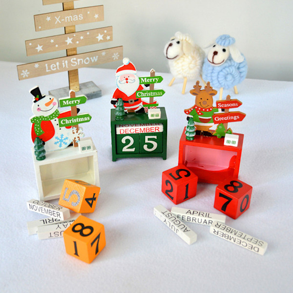 Christmas Countdown Advent Calendar with Number Wooden Blocks,