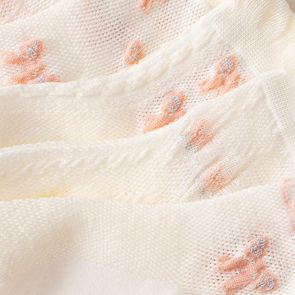 5 Par Flickstrumpor Baby Ankelstrumpor Kammad Bomull Spädbarn Nyfödda Strumpor Spetsdekoration Rosa Rosett XL för 9‑12 År