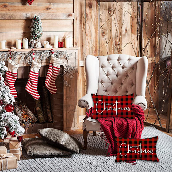 Merry Christmas Pillow Cover Farmhouse Christmas Throw Lumbar