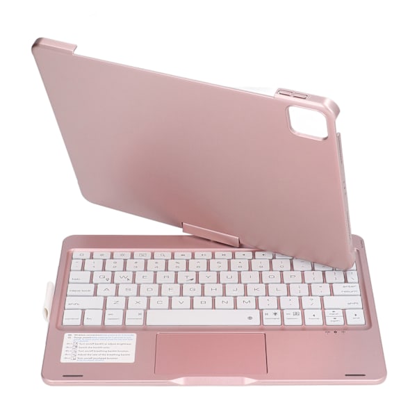 Tangentbordsfodral för iPad 11 tum 10,9 tum, Bakgrundsbelyst med Trackpad och Bluetooth, 360° Roterbart Skyddsfodral Roséguld Kompatibelt med iOS-surfplatta