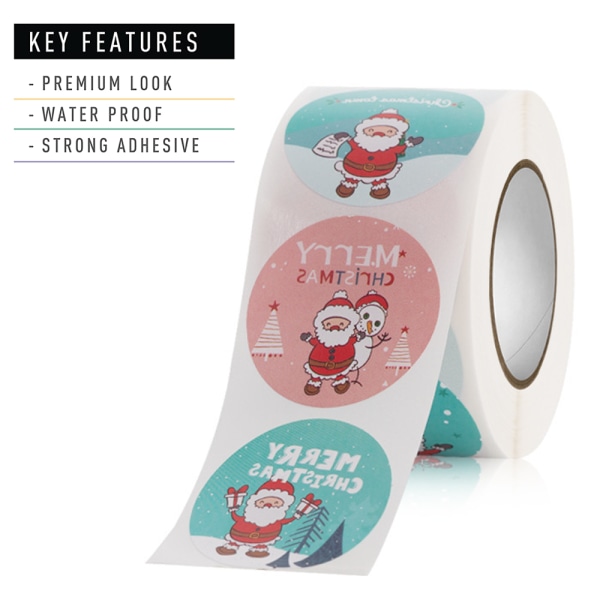 Merry Christmas Background Stickers in roll , Round Size