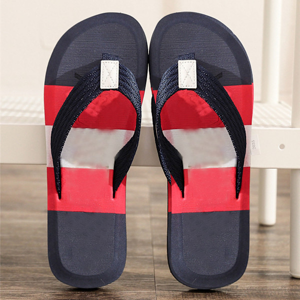 Flip-flops för män, snabbtorkande, ventilerande, halkfria, mjuka EVA, ergonomiska badtofflor, mörkblå 41