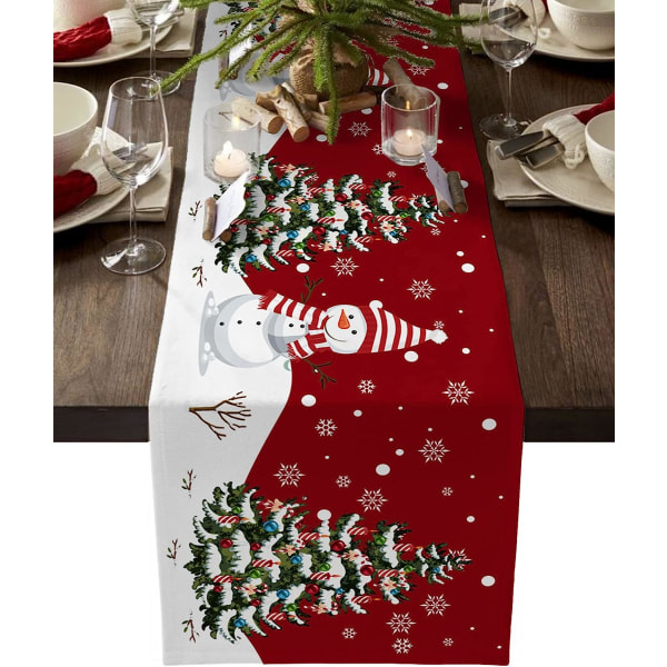 Christmas Table Runner, Christmas Snowflake Elk Rustic Table