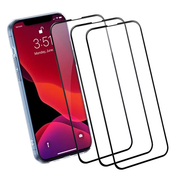 [3-PACK] Härdat Glas Skärmskydd iPhone 13 Pro Max - Svart Svart