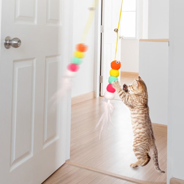 Dörr Kattvippa Leksak Infällbar Justerbar Elastisk Rep Interaktiv Dörröppnings Kattvippa Leksak 2m Rasslande Larv