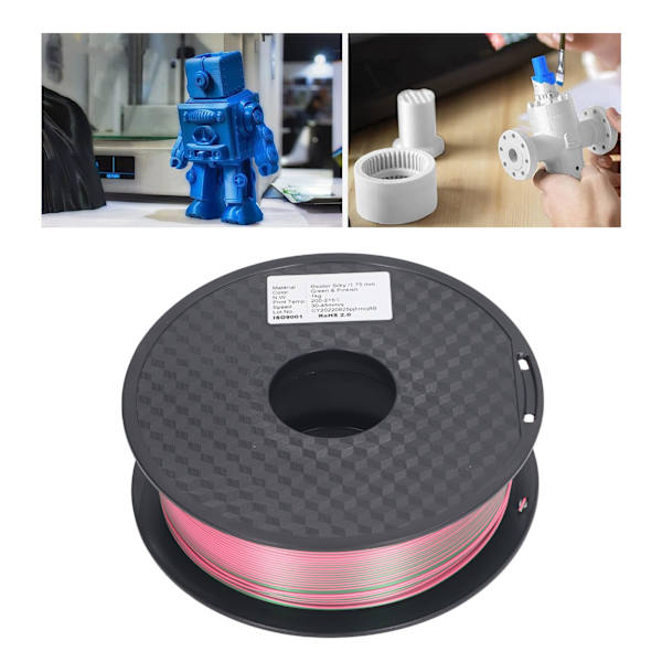 PLA Filament Dubbel Färg Grön Peach Röd Silkeslen Glansfull Utseende 3D-skrivarfilament 1.75mm