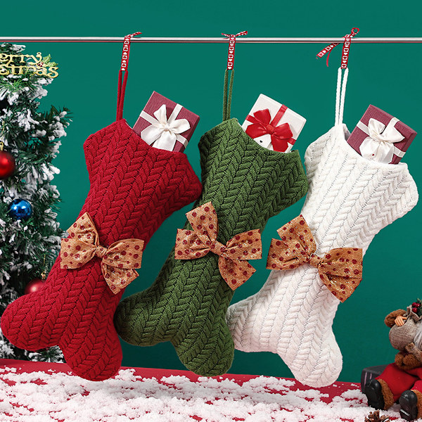Christmas Stockings, 3 Pack Christmas Stocking, Large Knitted