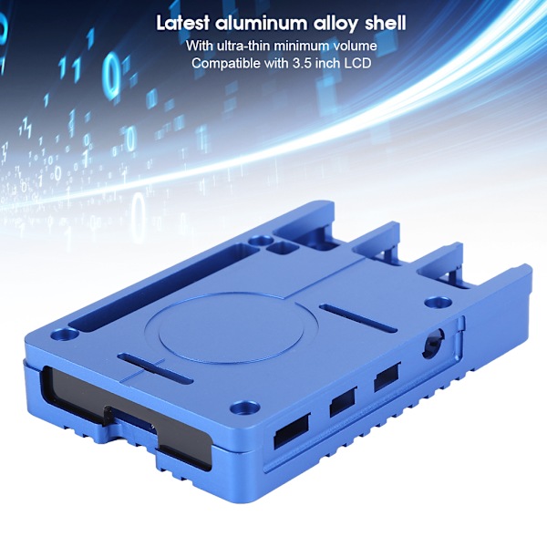 Aluminiumlegering Skal Ultratunt CNC Metallfodral för Raspberry Pi 4 Modell B Bättre Kylning (Blå)