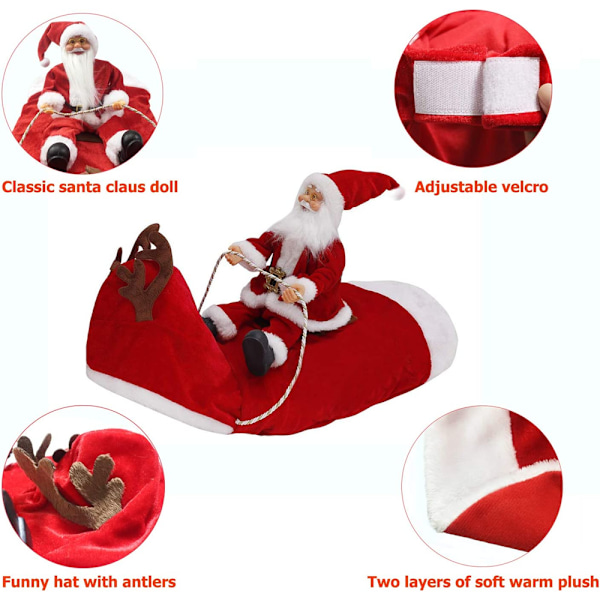 Santa Dog Costume Christmas Pet Clothes Santa Claus Riding Pet